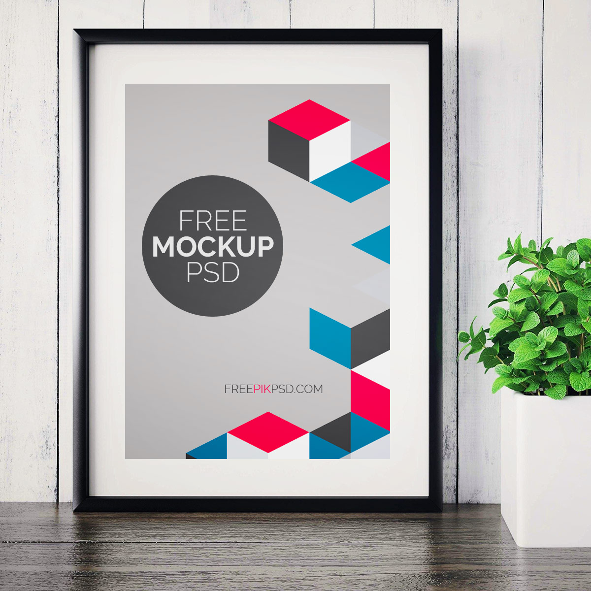 Framed Poster Free PSD Mockup