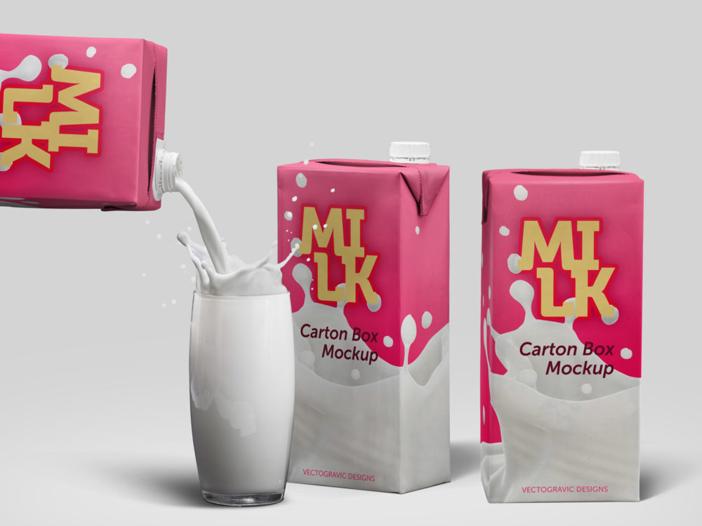 Free PSD Mock Up Milk Packaging