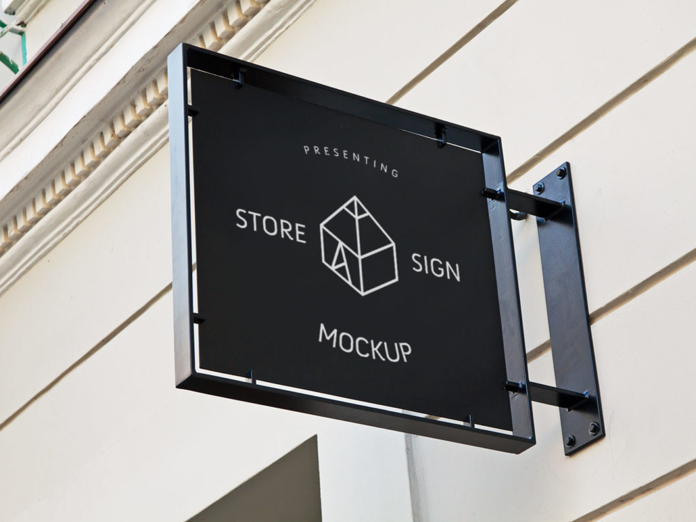 Free Store Sign Mockup PSD