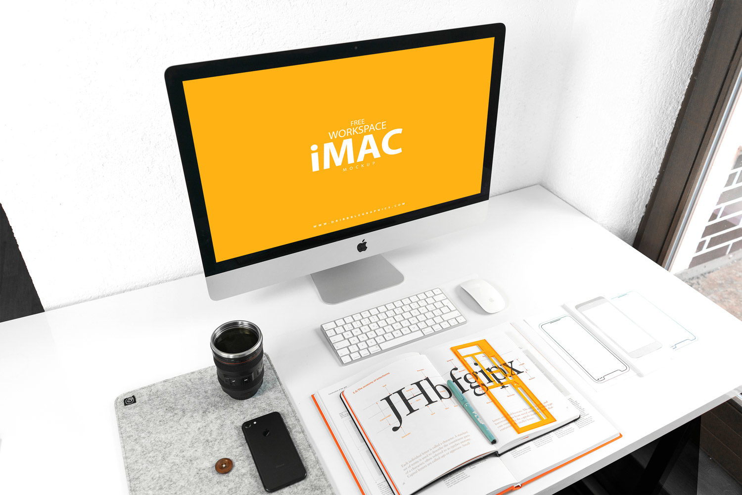 Download Free Workspace iMac Mockup PSD 2018 | Free Mockup