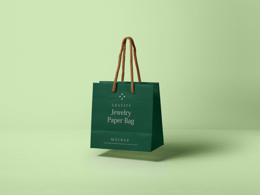 Gravity Jewelry Paper Bag Free Mockup