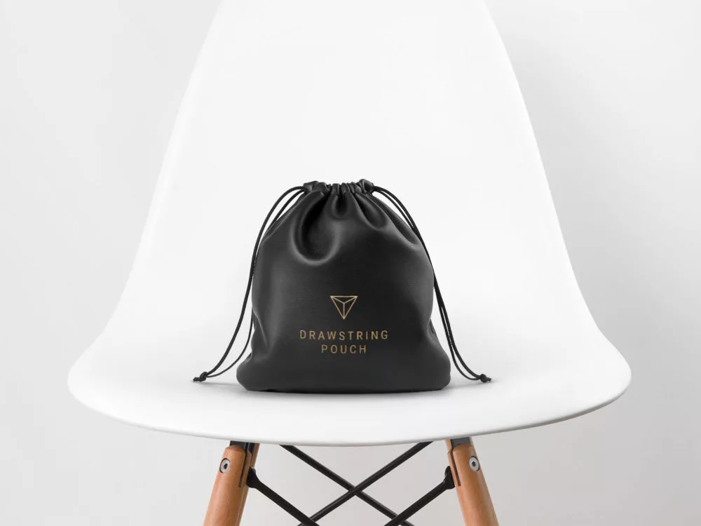 Leather Drawstring Pouch Free MockUp