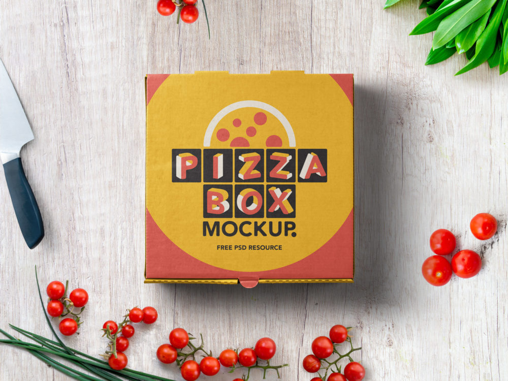 Download PSD Pizza Box Mockup Packaging | Free Mockup