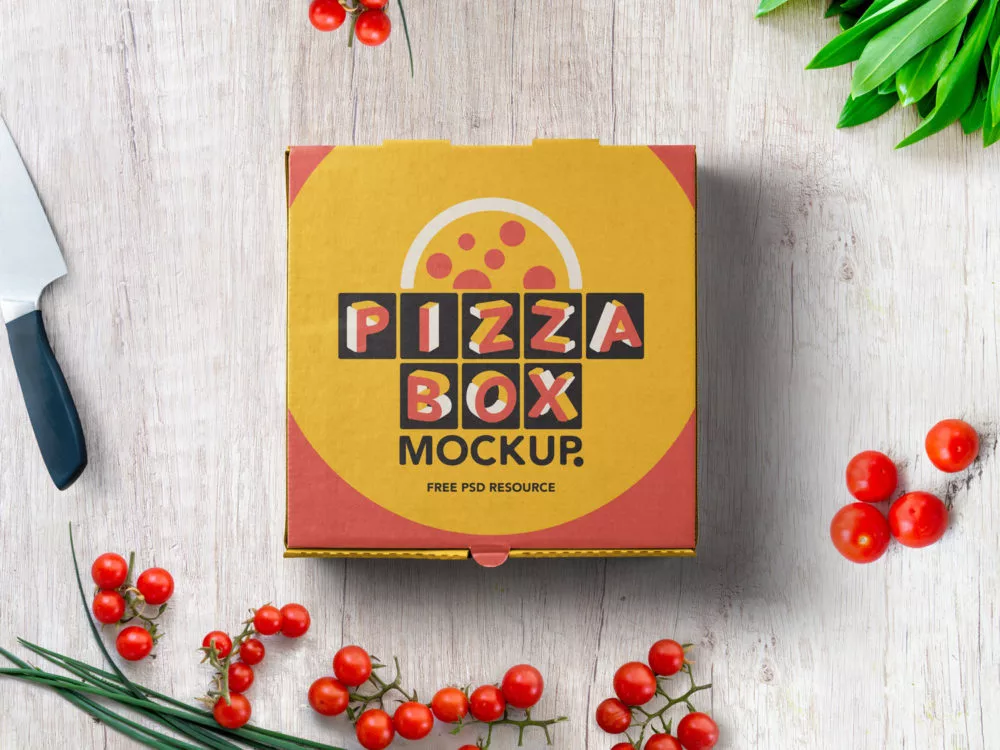 Psd Pizza Box Mockup Packaging