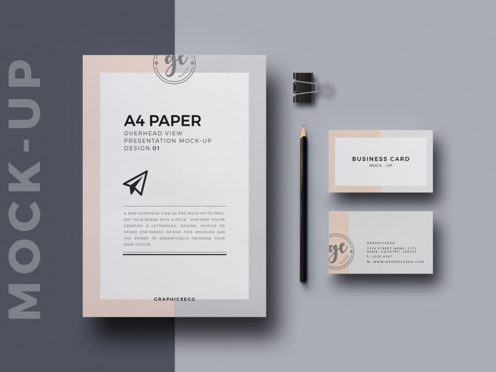 A4 Paper Overhead View Mockup