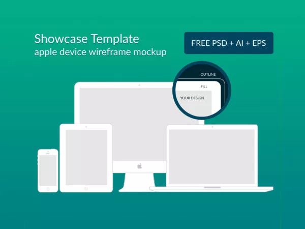 Apple Device Wireframe Responsive Mockups (PSD+AI+EPS)
