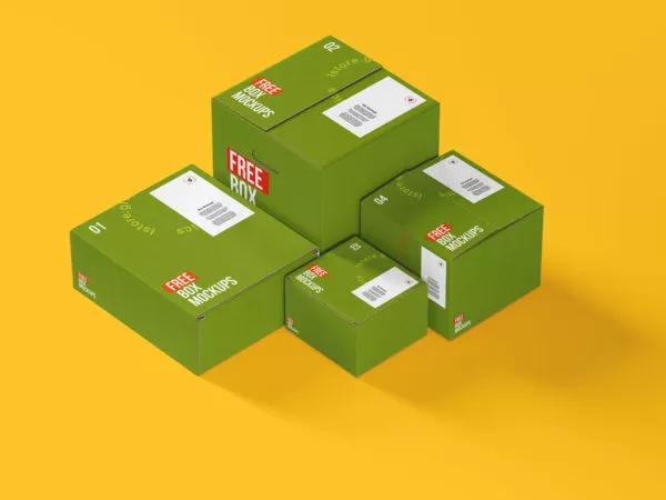 7 PSD Cardboard Box Mockups