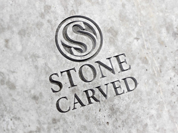 Carved Stone Logo Mockup PSD