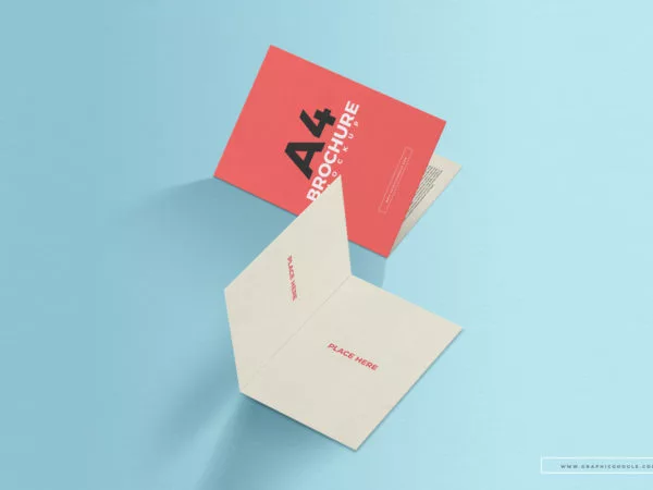 Free A4 Folded Brochure PSD Mockup