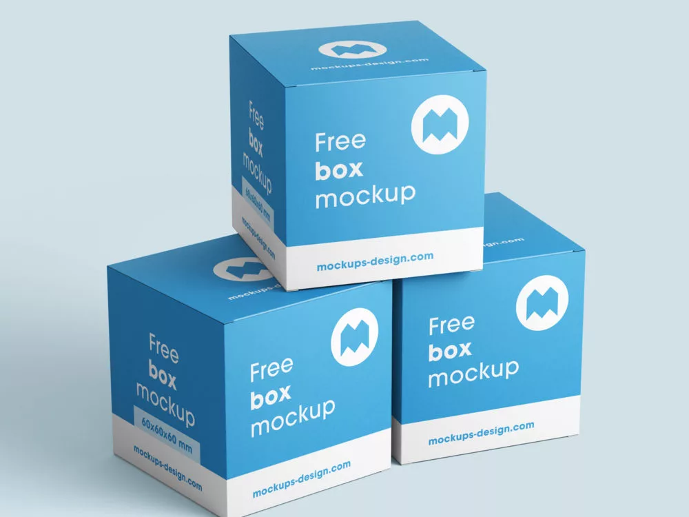 Free Box Mockup / 80x80x80 mm