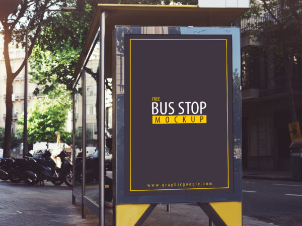 Free Bus Stop Mockup