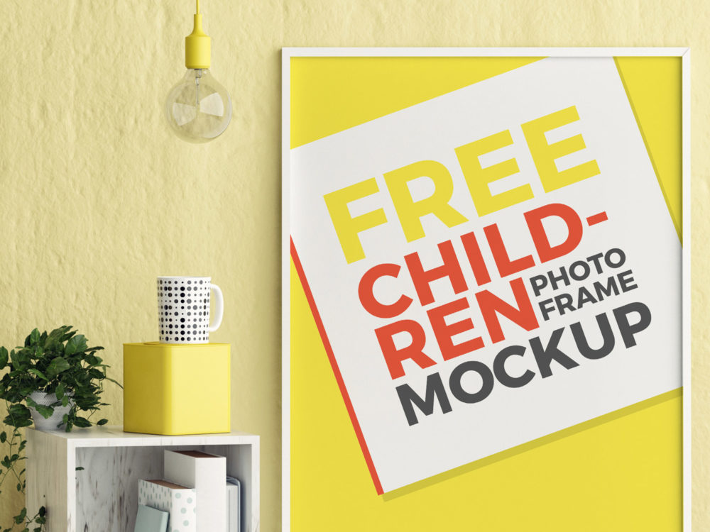 Free Kids Room Photo Frame Mockup PSD