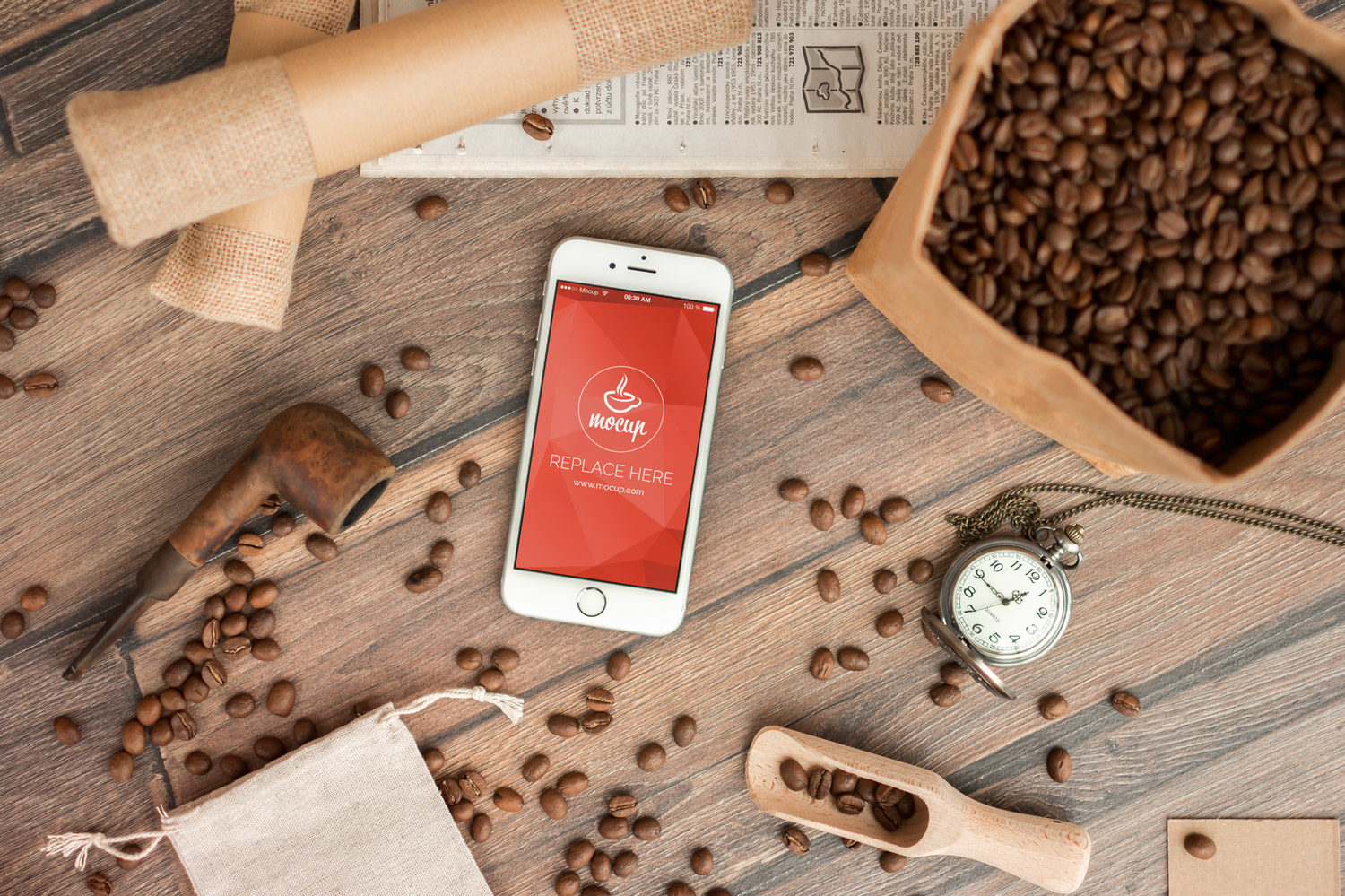 Download Free Coffee Branding iPhone 6 Mockup | Free Mockup