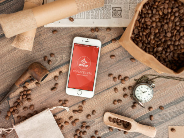 Free Coffee Branding iPhone 6 Mockup