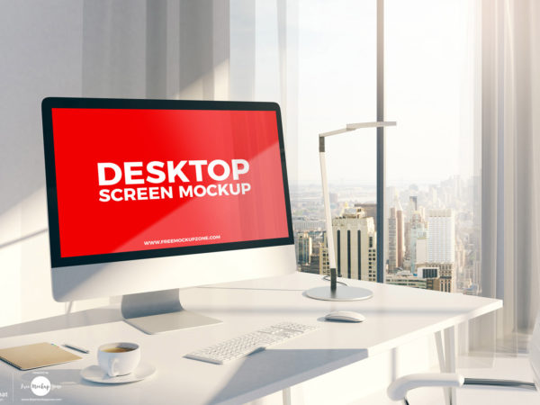 Free Designer Desktop iMac Screen Mockup