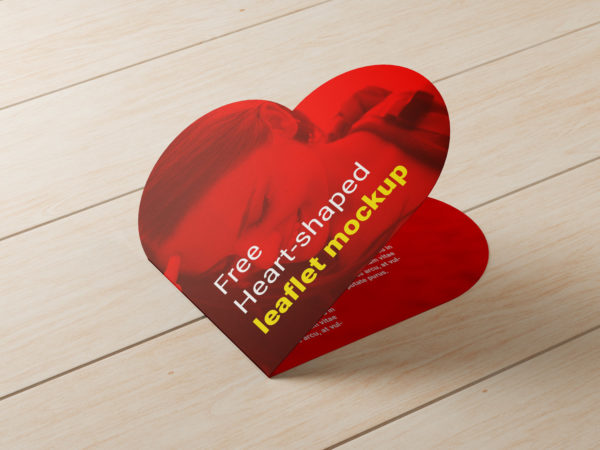 Free Heart-shaped Leaflet Mockup