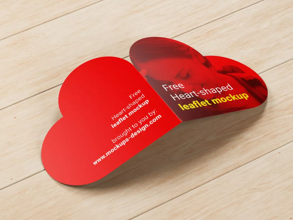 Free Heart-shaped Leaflet Mockup
