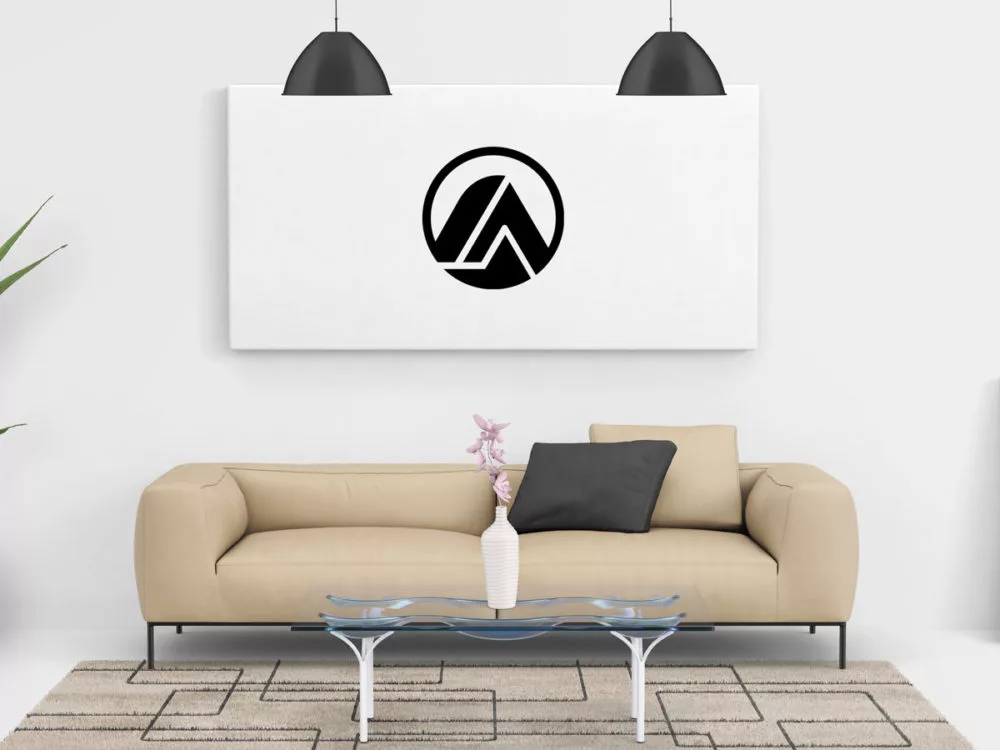 Free Living Room Painting Wall Canvas Mockup PSD