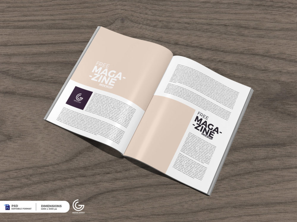 Open Magazine Mockup 2018 Free PSD