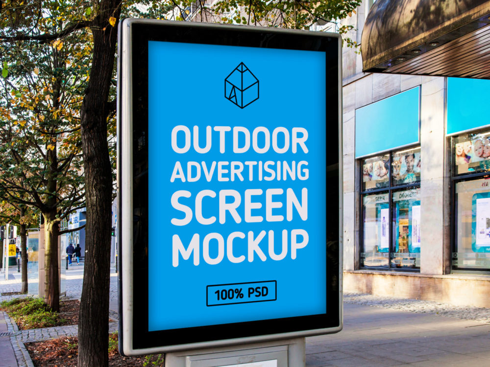 Free Outdoor Advertising Screen Mock-Up