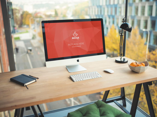 Free PSD Mockup iMac Business Office