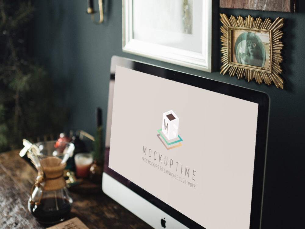 Free PSD Mockup iMac Workspace