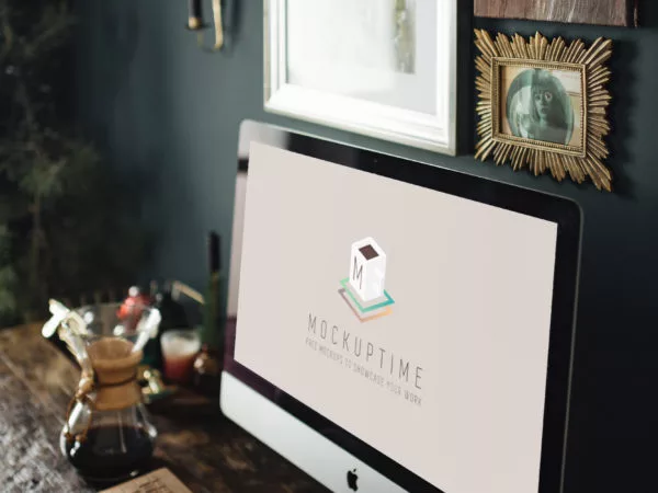 Free PSD Mockup iMac Workspace