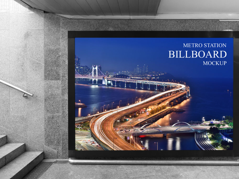 Free Underground Metro Station Billboard Mockup