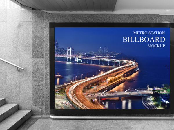 Free Underground Metro Station Billboard Mockup