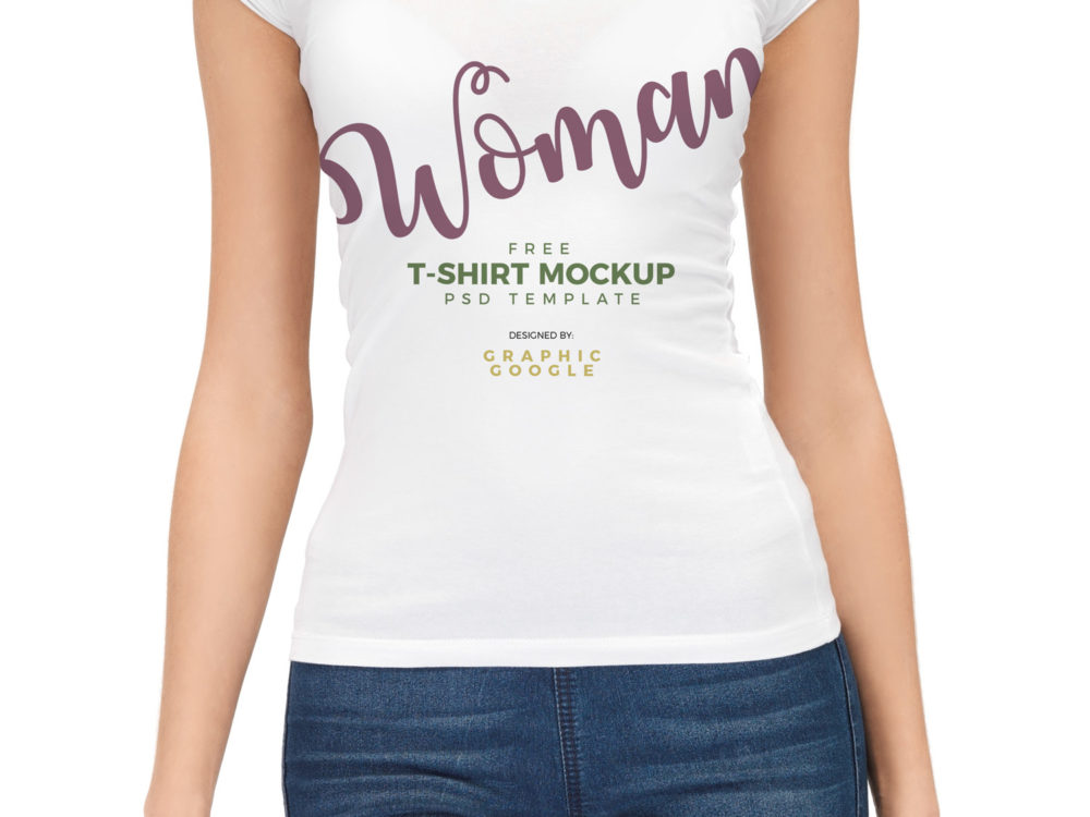 Free Woman T-Shirt Mockup PSD