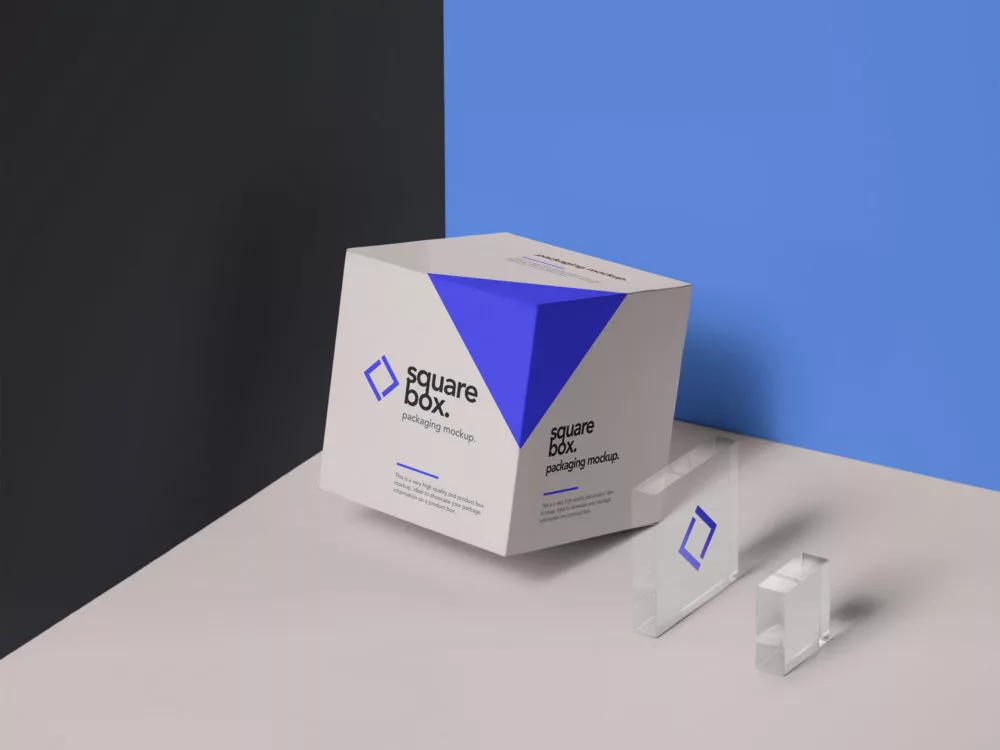 Square Box Packaging PSD Mockup