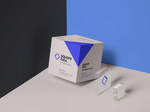 Square Box Packaging PSD Mockup