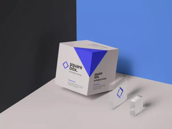 Square Box Packaging PSD Mockup