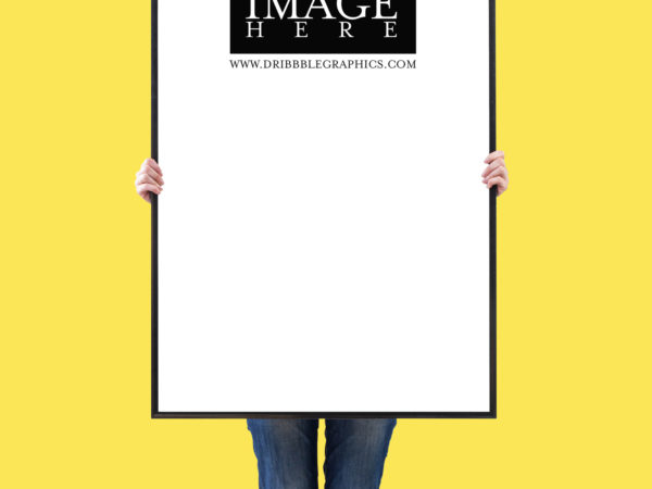 Woman Showing Vertical Poster Free Mockup 2018