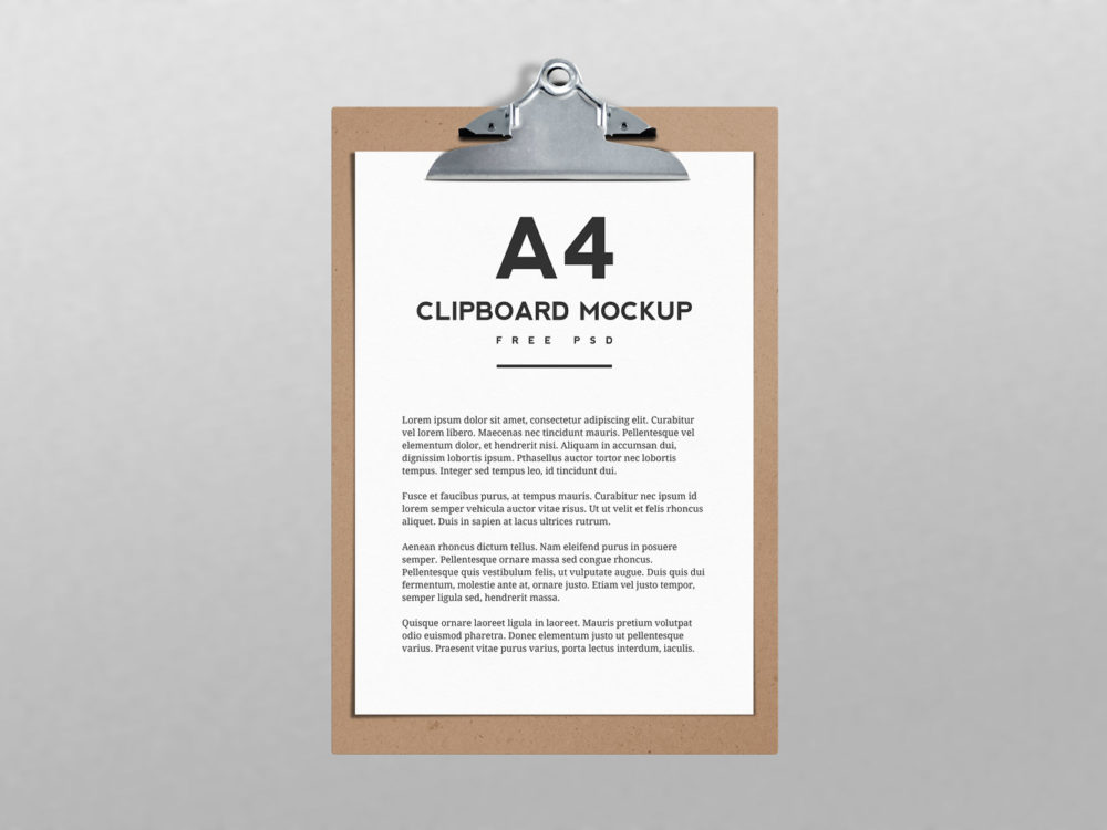 Download A4 Clipboard Mockup | Free Mockup