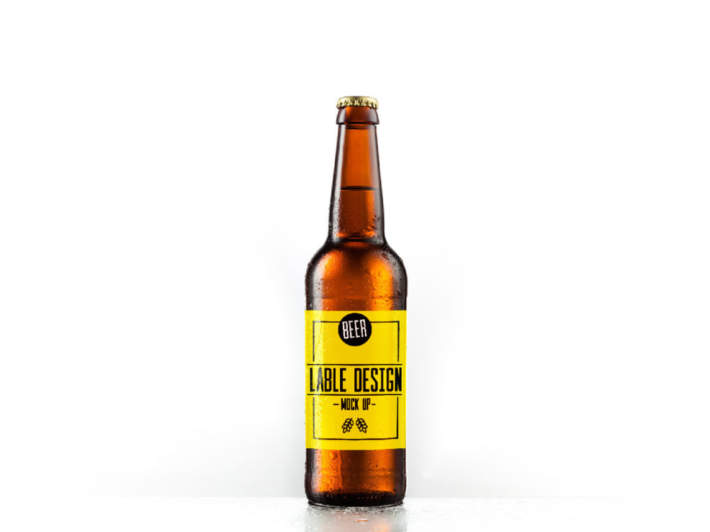 Beer Bottle Label Mockup PSD