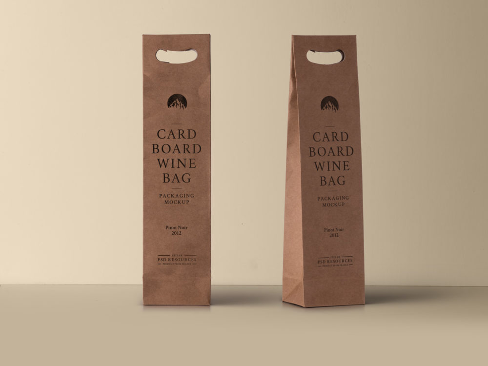 Wine Cardboard Bag Free Mockup