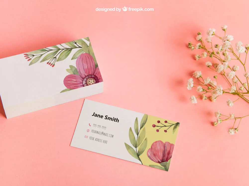 Floral Business Card Mockup