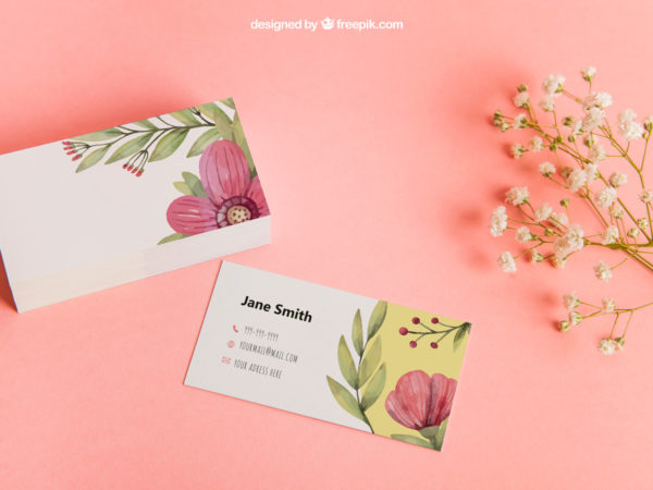 Floral Business Card Mockup