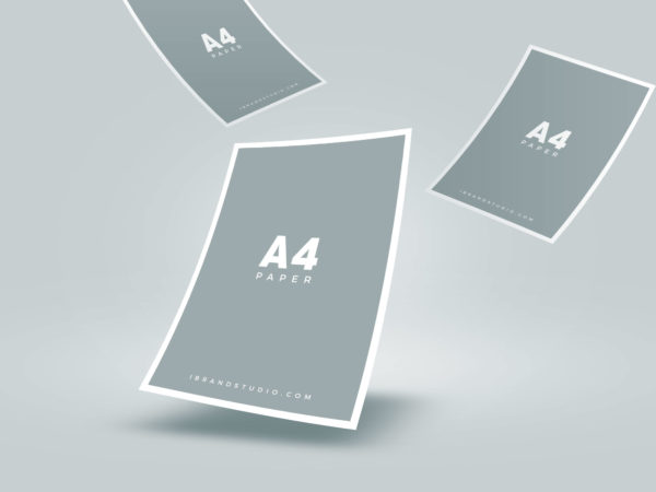 Free Floating A4 Paper Mockup