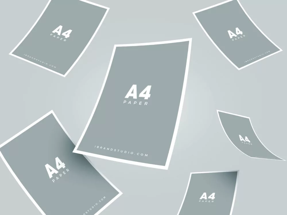 Free Floating A4 Paper Mockup