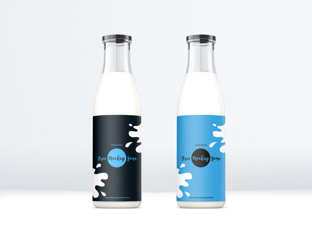 Free Glass Milk Bottle Mockup (PSD)