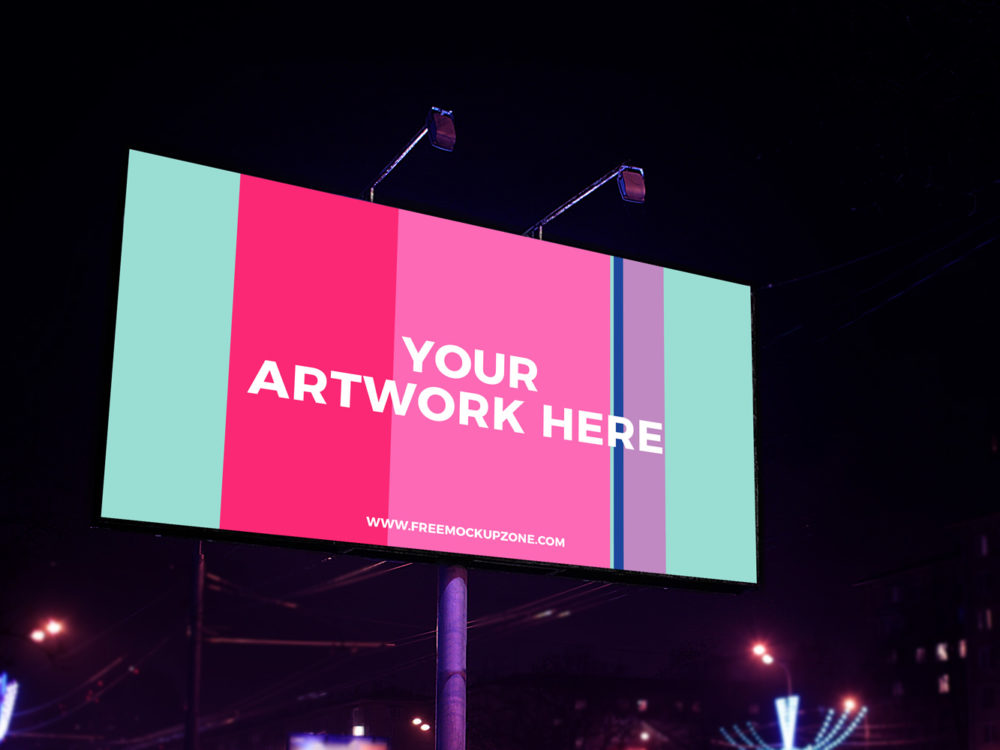 Free Night Scene Advertisement Billboard Mockup 2018