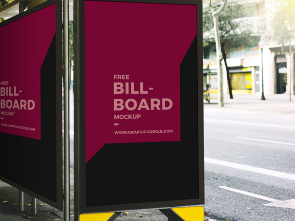 Free Outdoor Bus Stop Advertisement Billboard Mockup 2018