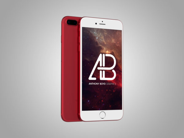 Free Red iPhone Mockup