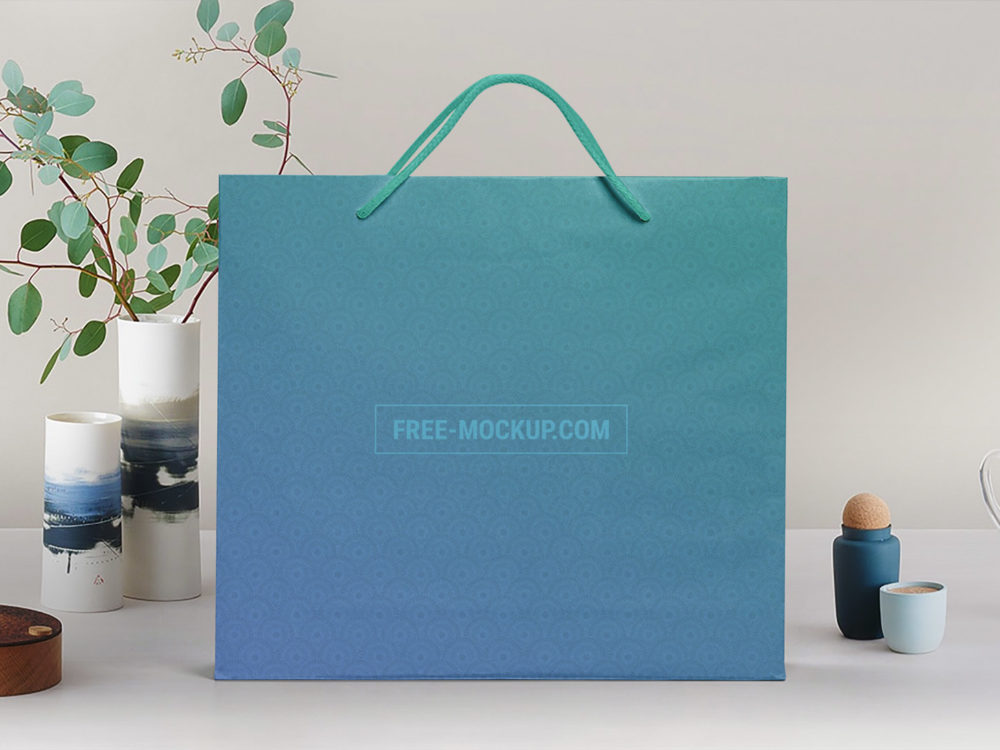 Free Shopping Paper Bag Mockup