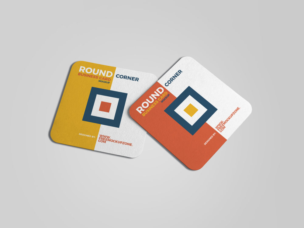 Download Square Round Corner Business Card 2018 | Free Mockup