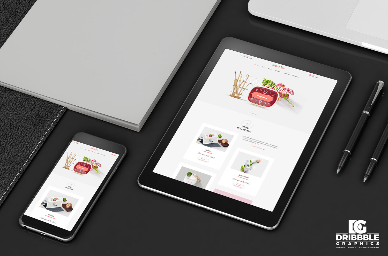 Tablet and Smartphone Free  Mockup 