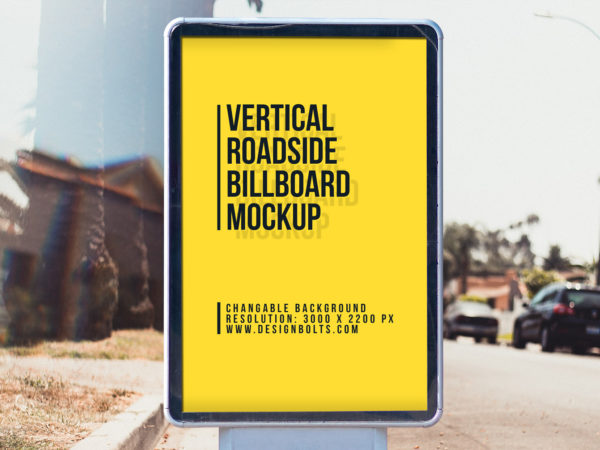 Vertical Street Billboard Mockup