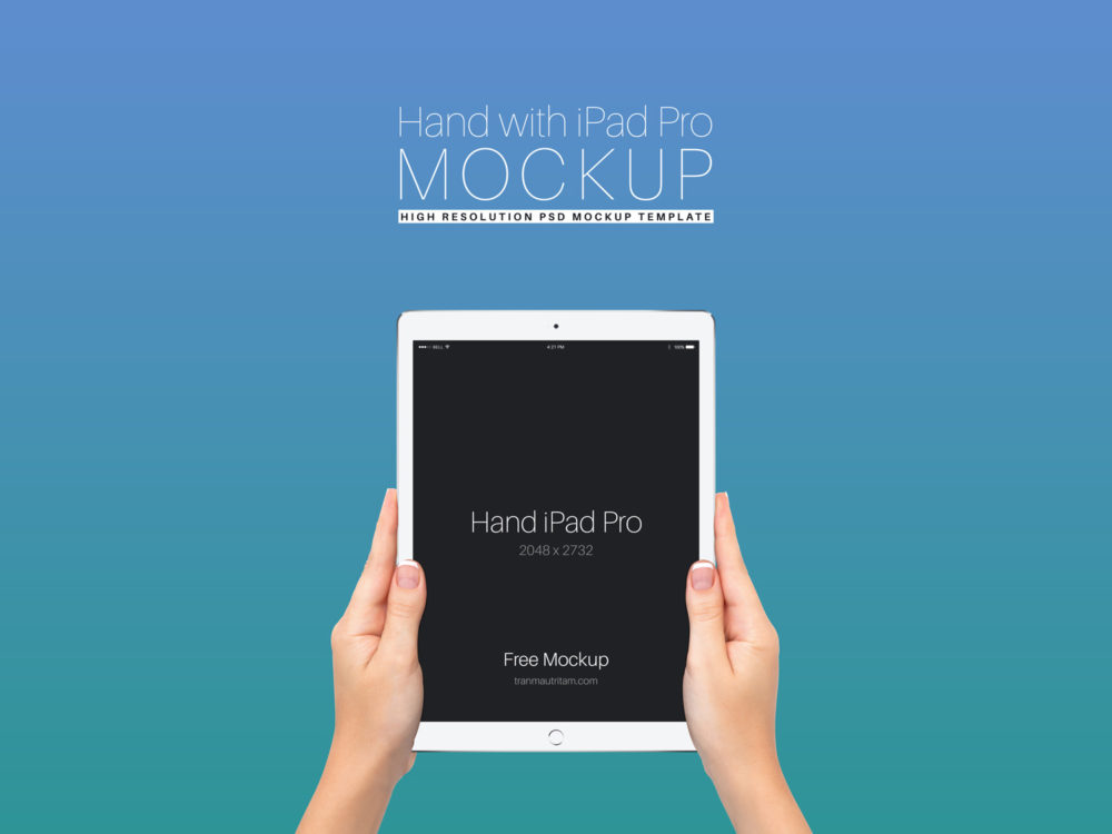 Free iPad Pro in Hands PSD Mockup